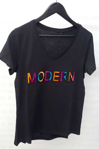 Hologram Kabartmalı Modern Tshirt