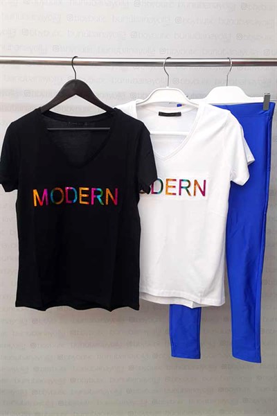 Hologram Kabartmalı Modern Tshirt