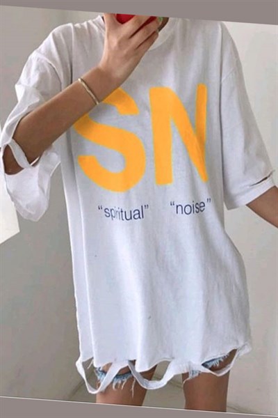 Yırtıklı Spiritual Noise Tshirt