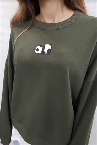 Eteği Tshirt Detay Panda Sweatshirt