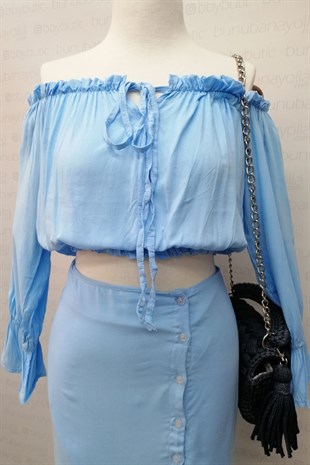 Mavi Madonna Bluz Etek Takım