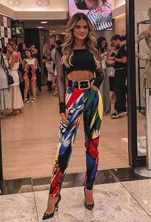 Versace Model Renkli Pantalon