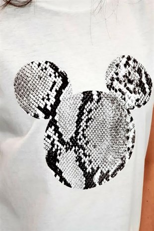 Yılan Desen Mickey Tshirt