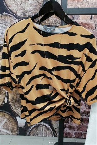 Zebra Desen Taba Tshirt
